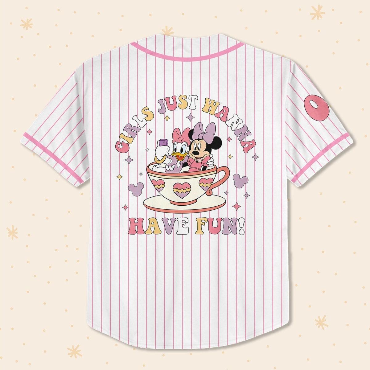 Mckenzieshoponline Disney Daisy And Minnie Girls Just Wanna Have Fun Personalized Baseball Jersey For Fans - Image 4
