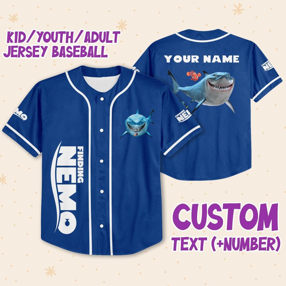 Mckenzieshoponline Disney Finding Nemo Dory And Bruce Personalized Baseball Jersey For Fans