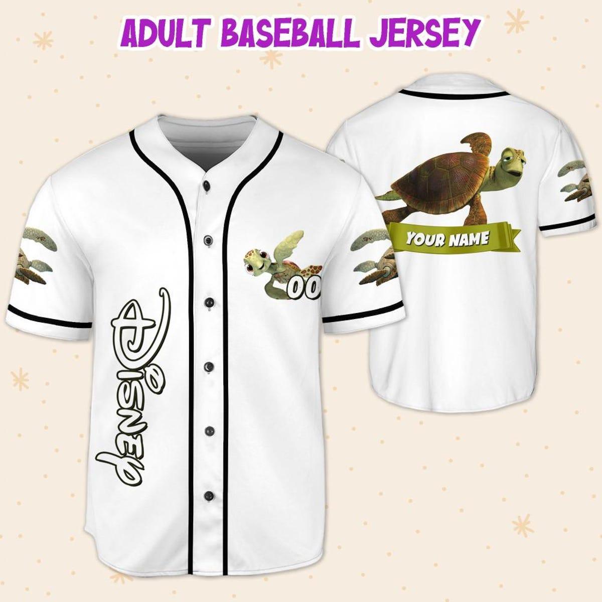 Mckenzieshoponline Disney Finding Nemo Turtle Dad White Black Personalized Baseball Jersey For Fans - Image 6
