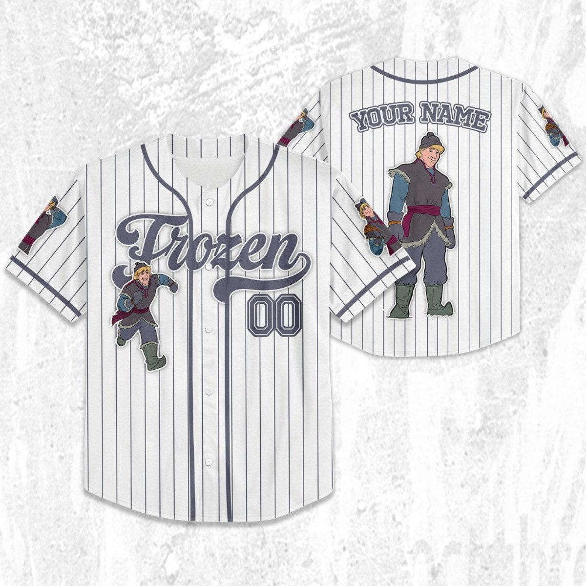 Mckenzieshoponline Disney Frozen Kristoff Simple Stripe Personalized Baseball Jersey For Fans - Image 3