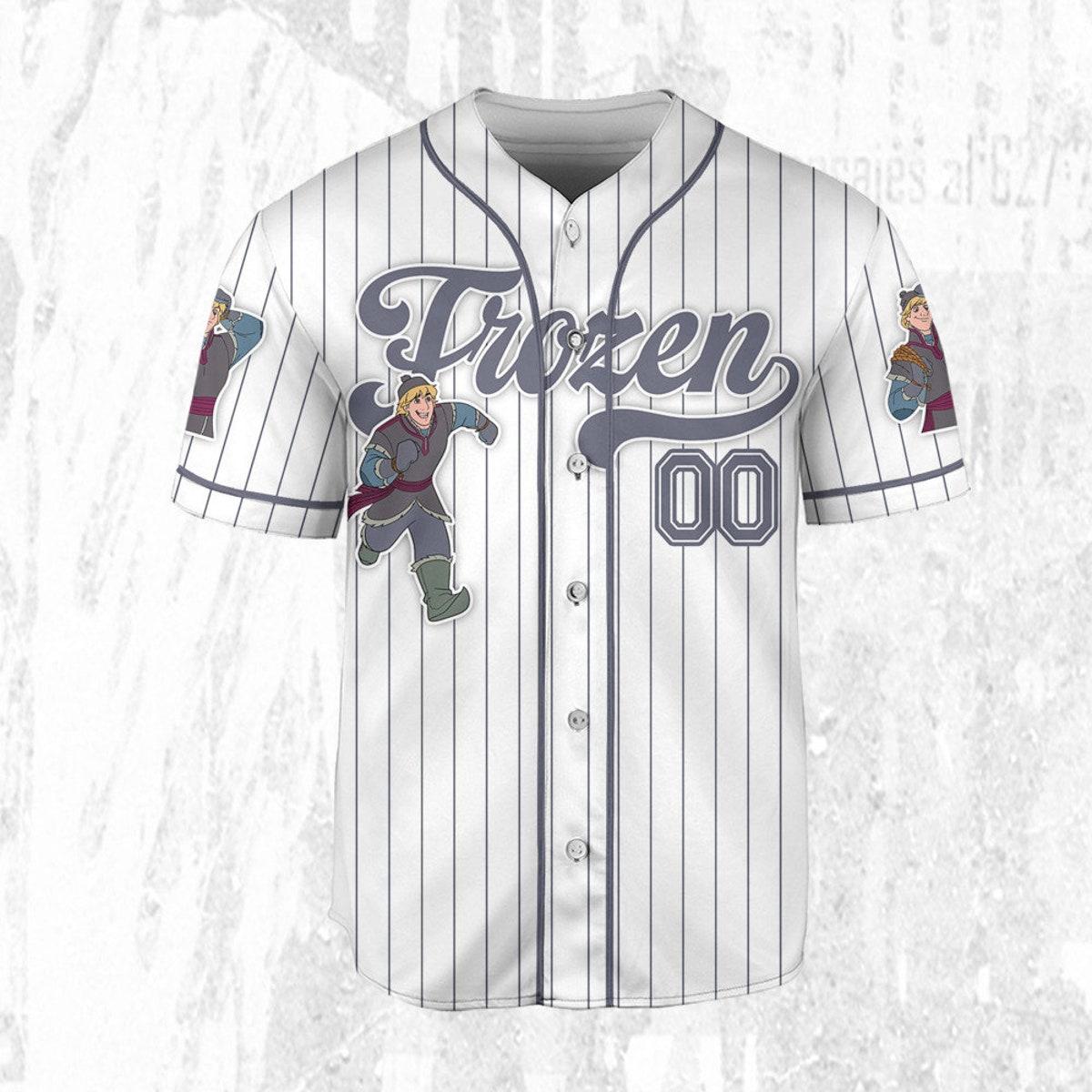 Mckenzieshoponline Disney Frozen Kristoff Simple Stripe Personalized Baseball Jersey For Fans - Image 4