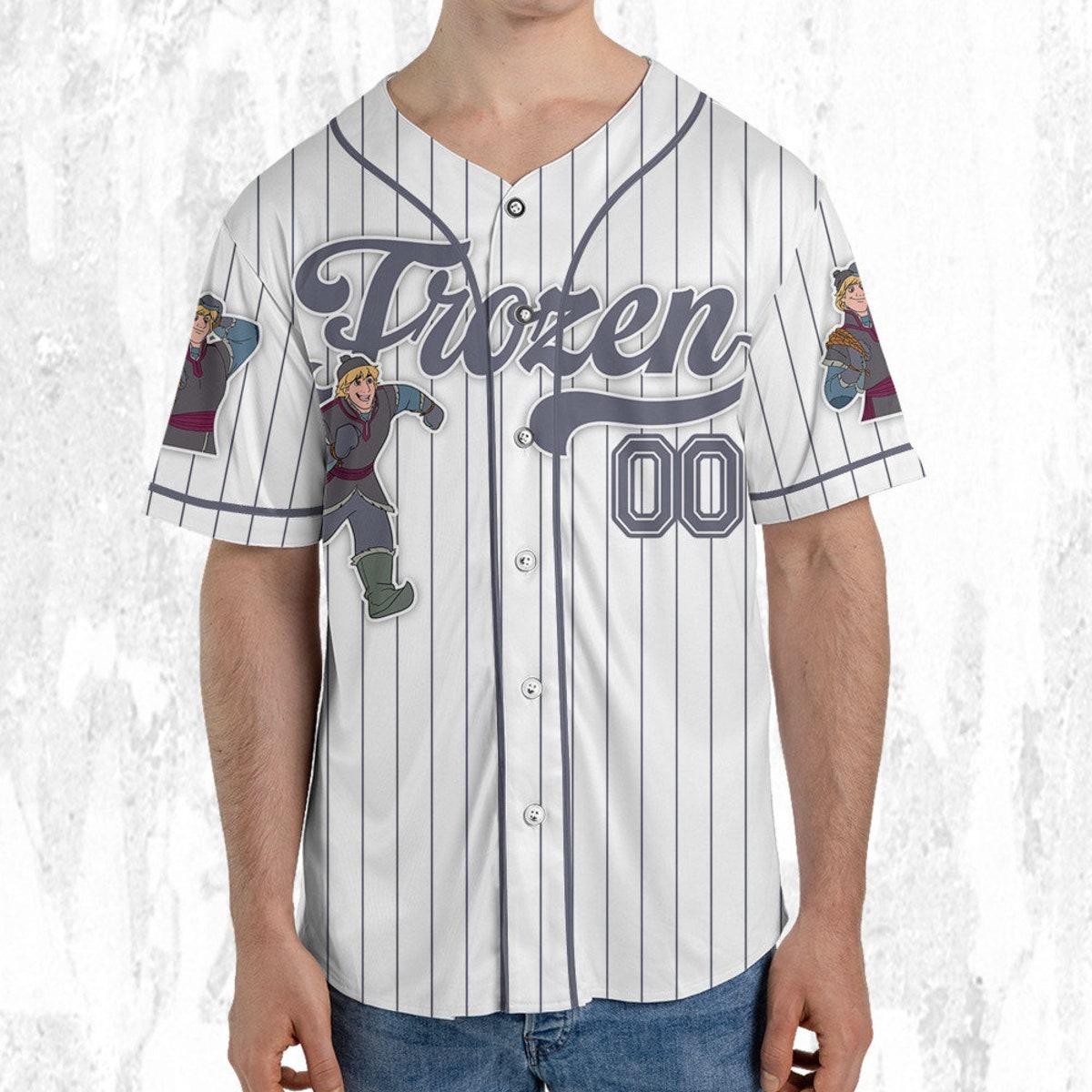 Mckenzieshoponline Disney Frozen Kristoff Simple Stripe Personalized Baseball Jersey For Fans - Image 6