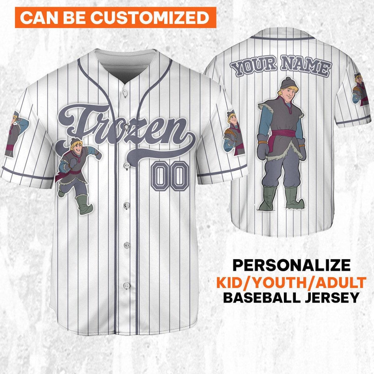 Mckenzieshoponline Disney Frozen Kristoff Simple Stripe Personalized Baseball Jersey For Fans - Image 2