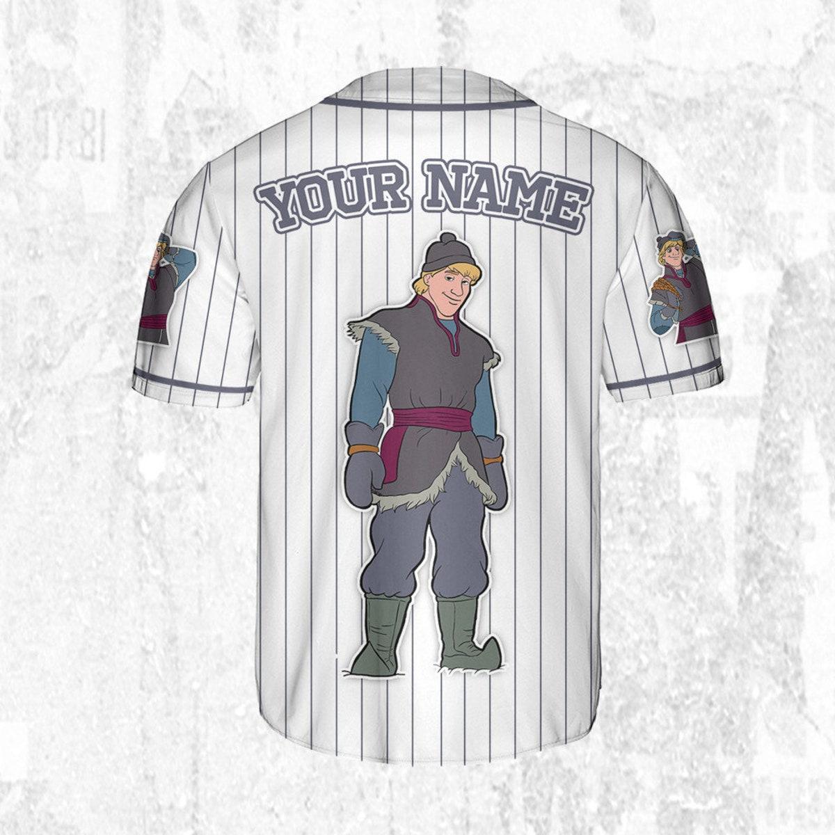 Mckenzieshoponline Disney Frozen Kristoff Simple Stripe Personalized Baseball Jersey For Fans - Image 5