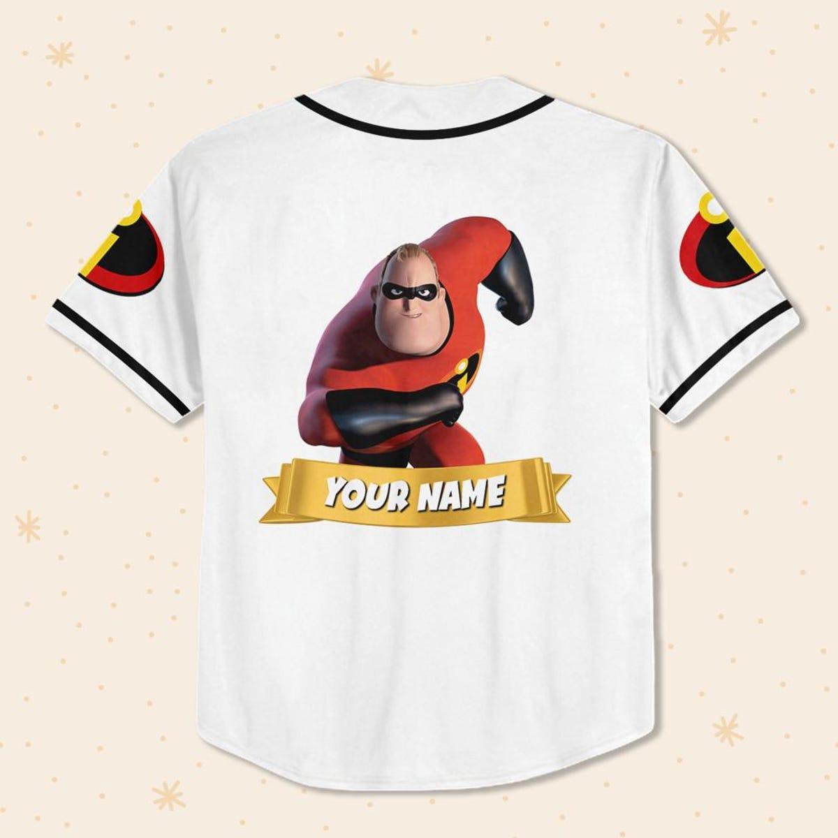 Mckenzieshoponline Disney Incredibles Hero Bob White Black Personalized Baseball Jersey For Fans - Image 4