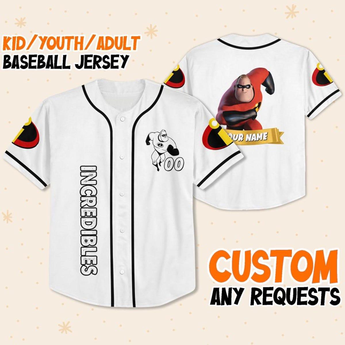 Mckenzieshoponline Disney Incredibles Hero Bob White Black Personalized Baseball Jersey For Fans - Image 2