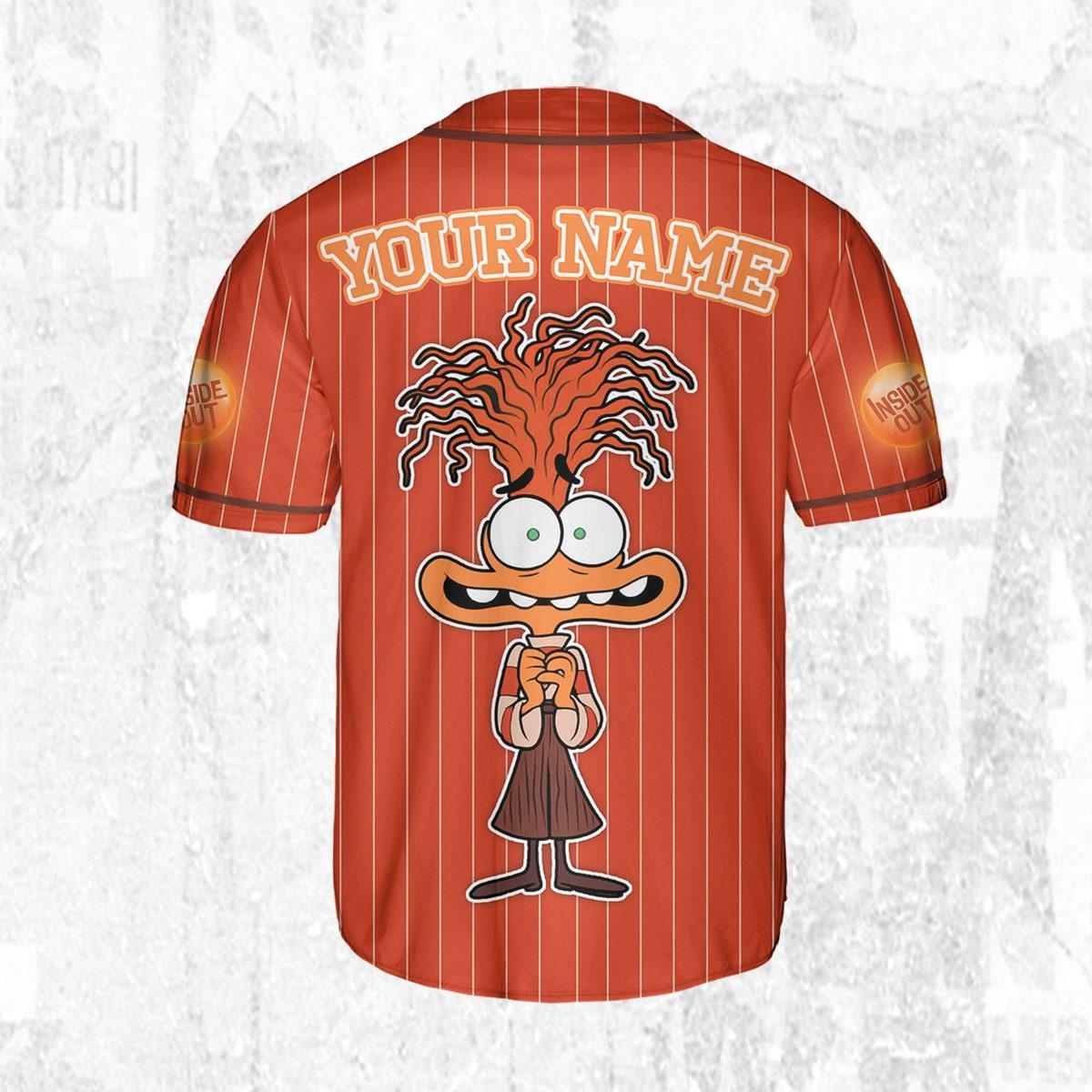 Mckenzieshoponline Disney Inside Out Anxiety Simple Orange Personalized Baseball Jersey For Fans - Image 5