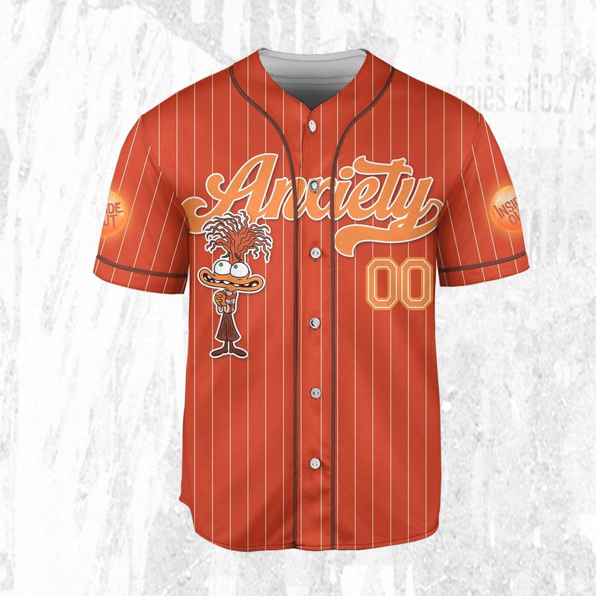 Mckenzieshoponline Disney Inside Out Anxiety Simple Orange Personalized Baseball Jersey For Fans - Image 4