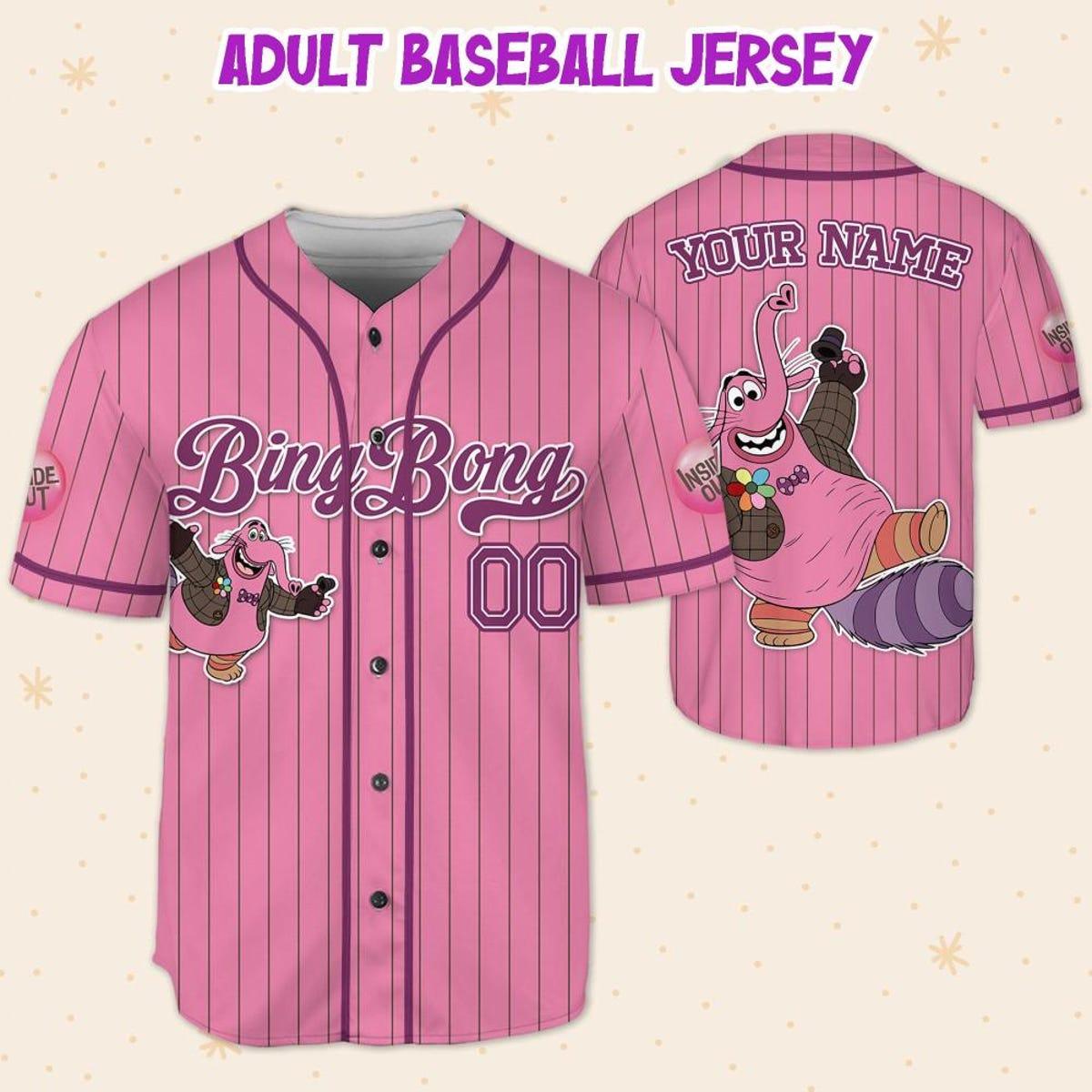 Mckenzieshoponline Disney Inside Out Bing Bong Simple Pink Personalized Baseball Jersey For Fans - Image 6