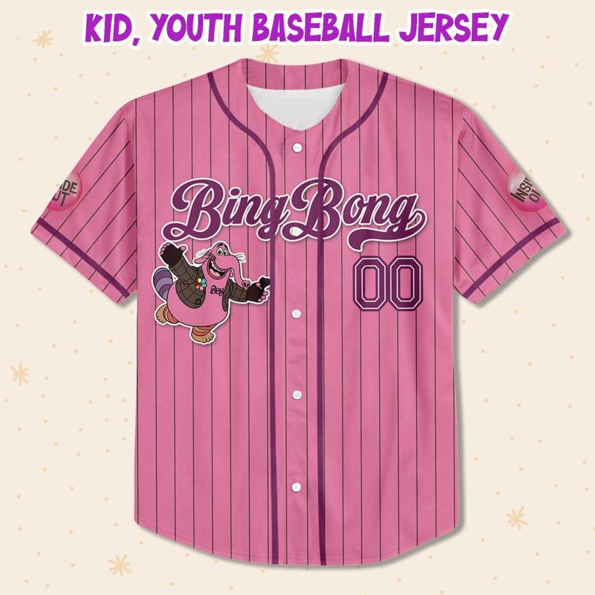Mckenzieshoponline Disney Inside Out Bing Bong Simple Pink Personalized Baseball Jersey For Fans - Image 3