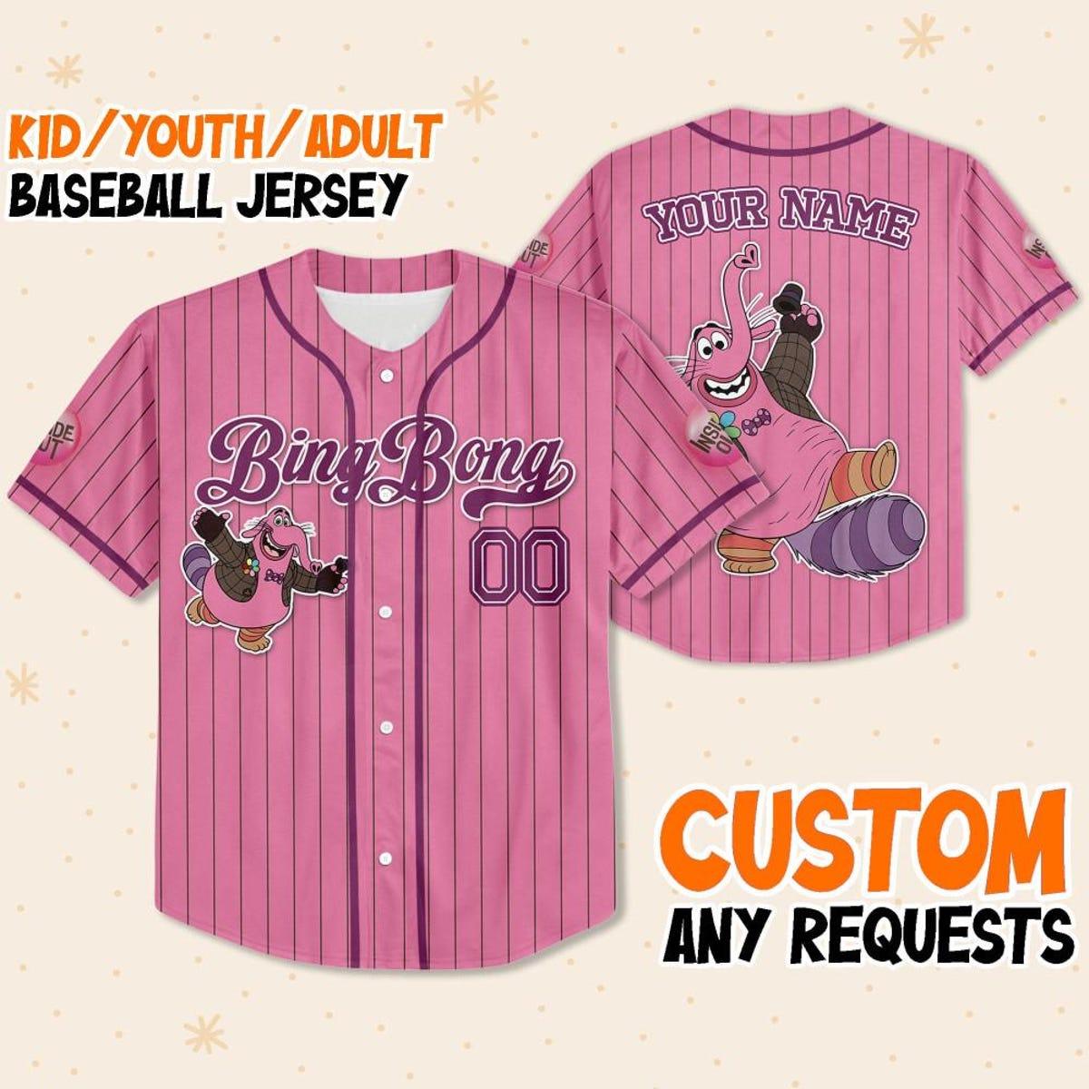 Mckenzieshoponline Disney Inside Out Bing Bong Simple Pink Personalized Baseball Jersey For Fans - Image 2