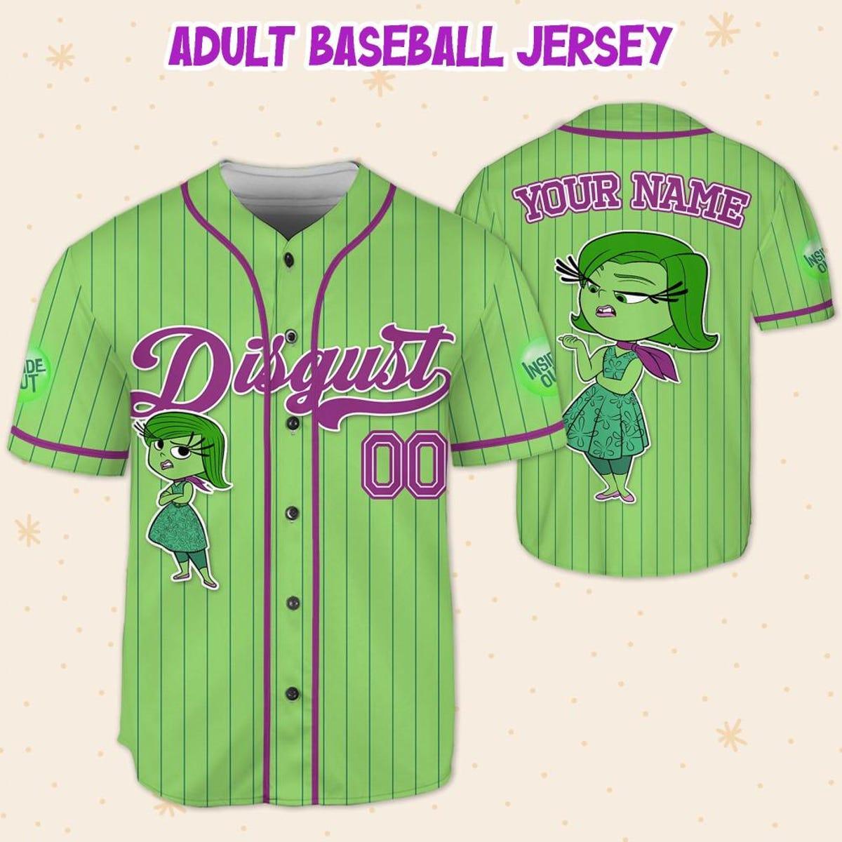 Mckenzieshoponline Disney Inside Out Disgust Simple Green Personalized Baseball Jersey For Fans - Image 6