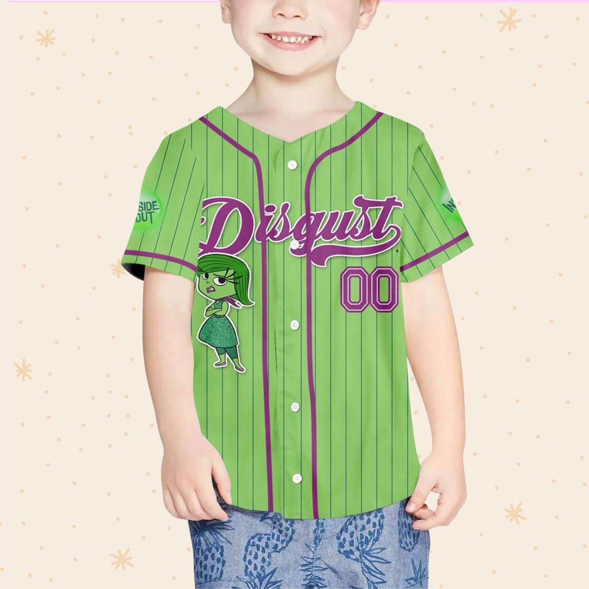 Mckenzieshoponline Disney Inside Out Disgust Simple Green Personalized Baseball Jersey For Fans - Image 5