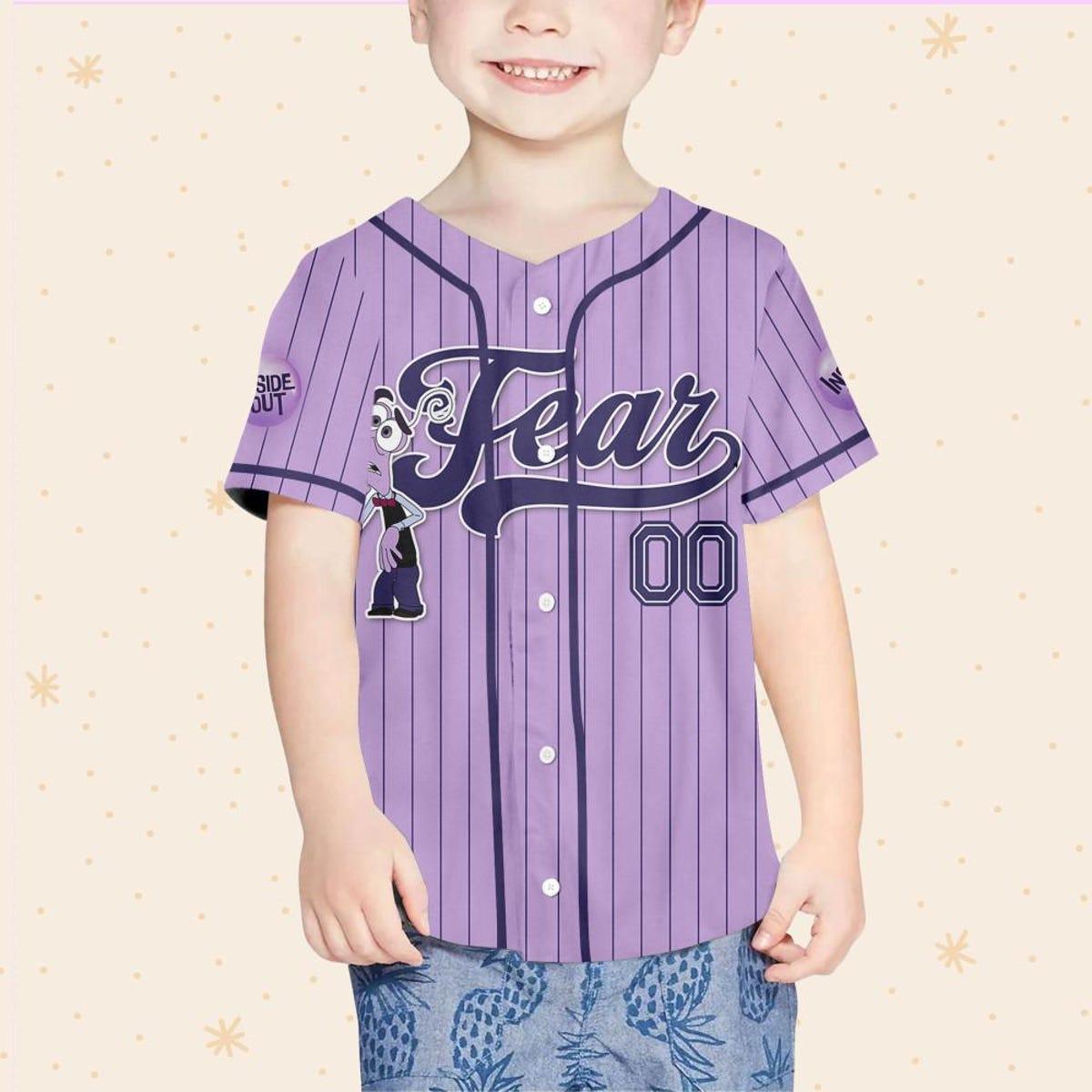 Mckenzieshoponline Disney Inside Out Fear Simple Purple Personalized Baseball Jersey For Fans - Image 5