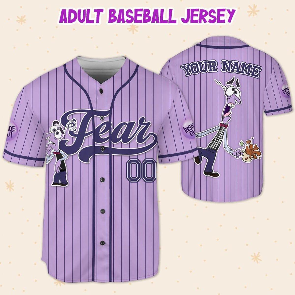 Mckenzieshoponline Disney Inside Out Fear Simple Purple Personalized Baseball Jersey For Fans - Image 6