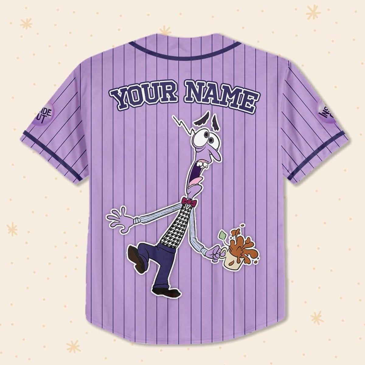 Mckenzieshoponline Disney Inside Out Fear Simple Purple Personalized Baseball Jersey For Fans - Image 4