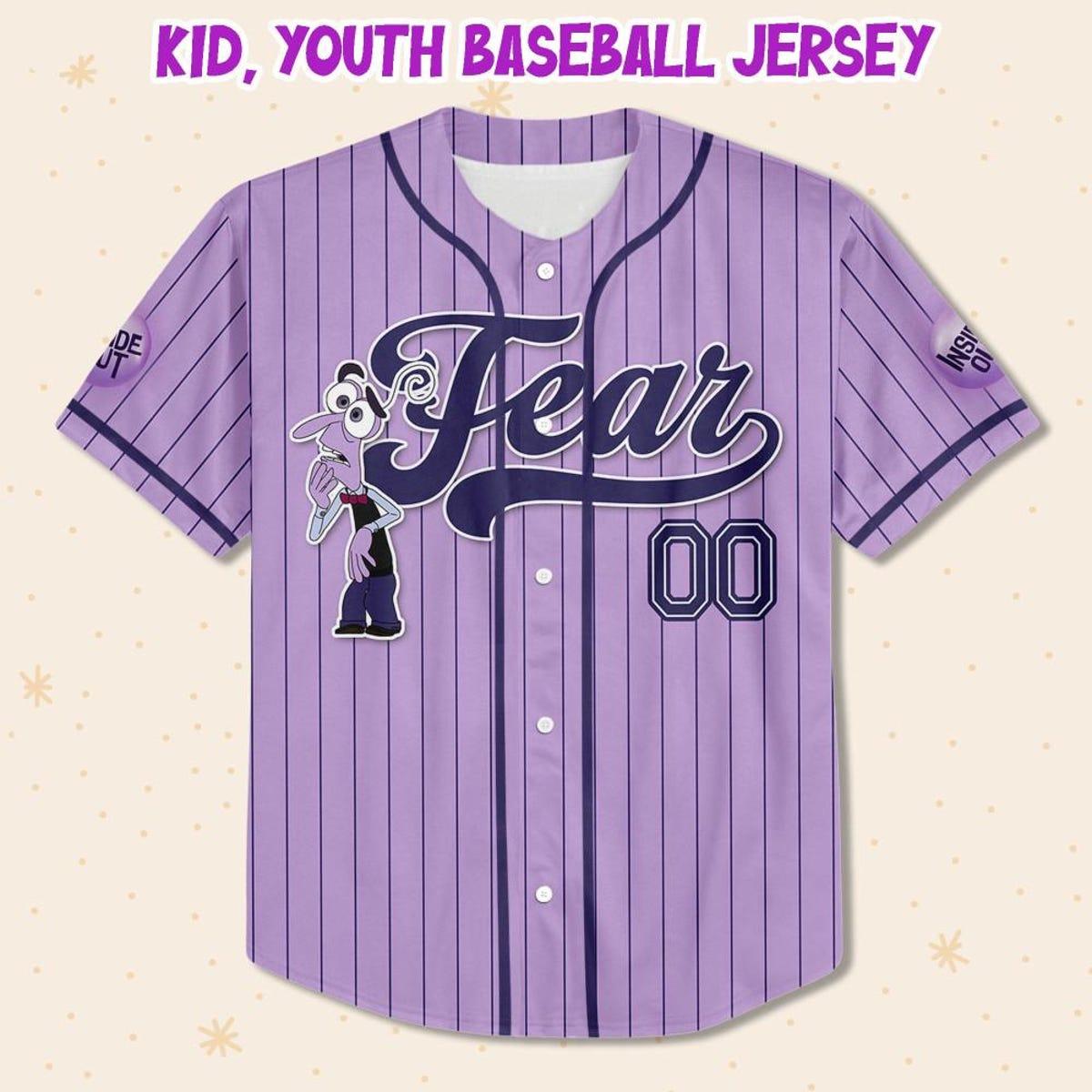 Mckenzieshoponline Disney Inside Out Fear Simple Purple Personalized Baseball Jersey For Fans - Image 3