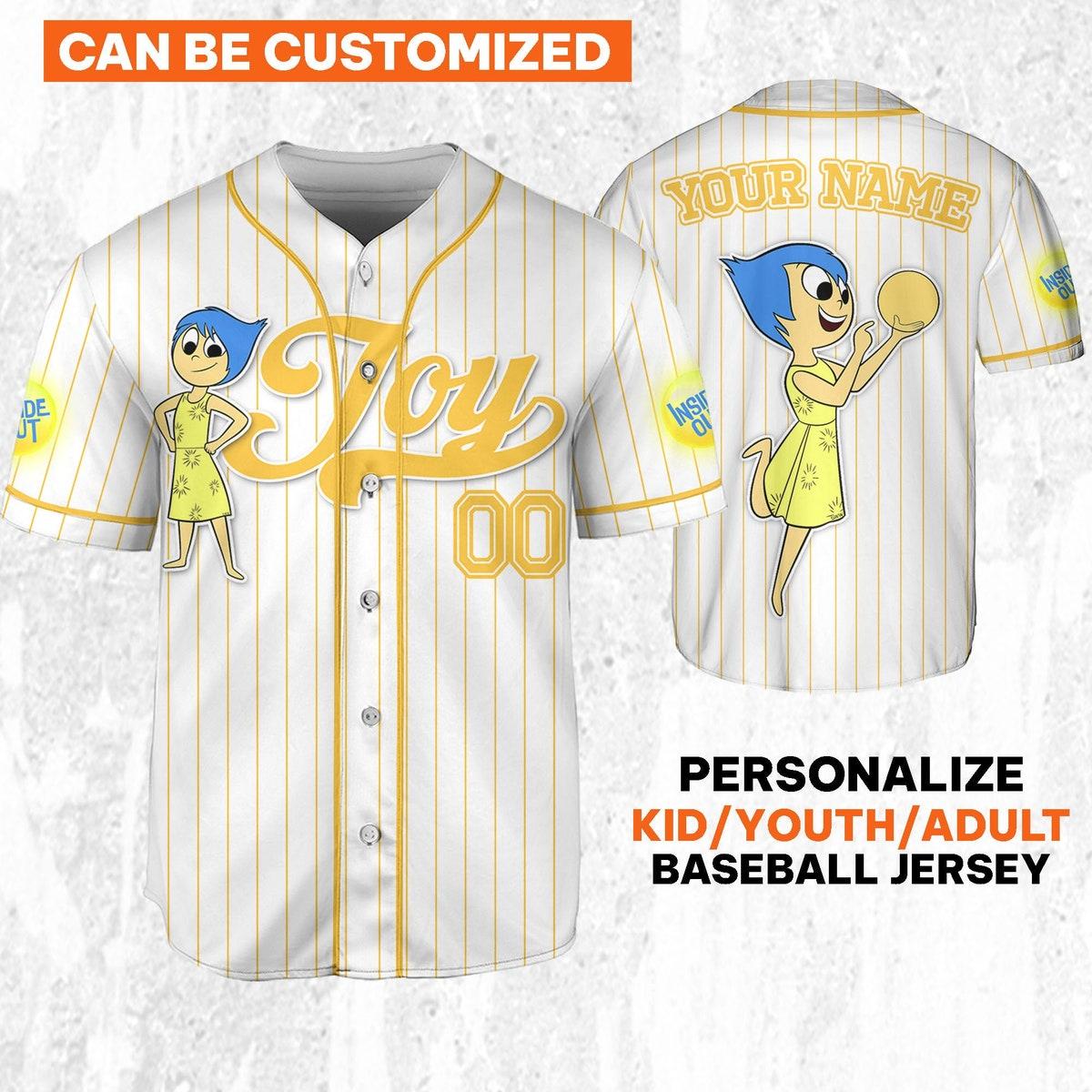 Mckenzieshoponline Disney Inside Out Joy Simple Personalized Baseball Jersey For Fans
