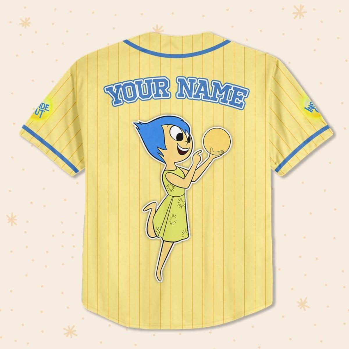 Mckenzieshoponline Disney Inside Out Joy Simple Yellow Personalized Baseball Jersey For Fans - Image 4