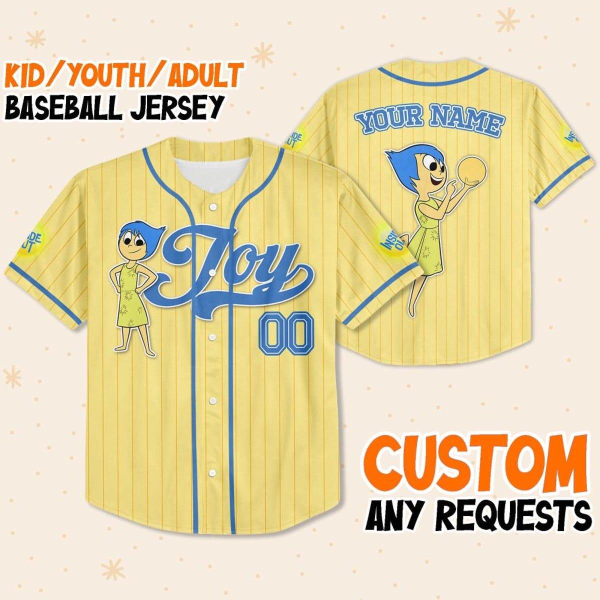 Mckenzieshoponline Disney Inside Out Joy Simple Yellow Personalized Baseball Jersey For Fans - Image 2