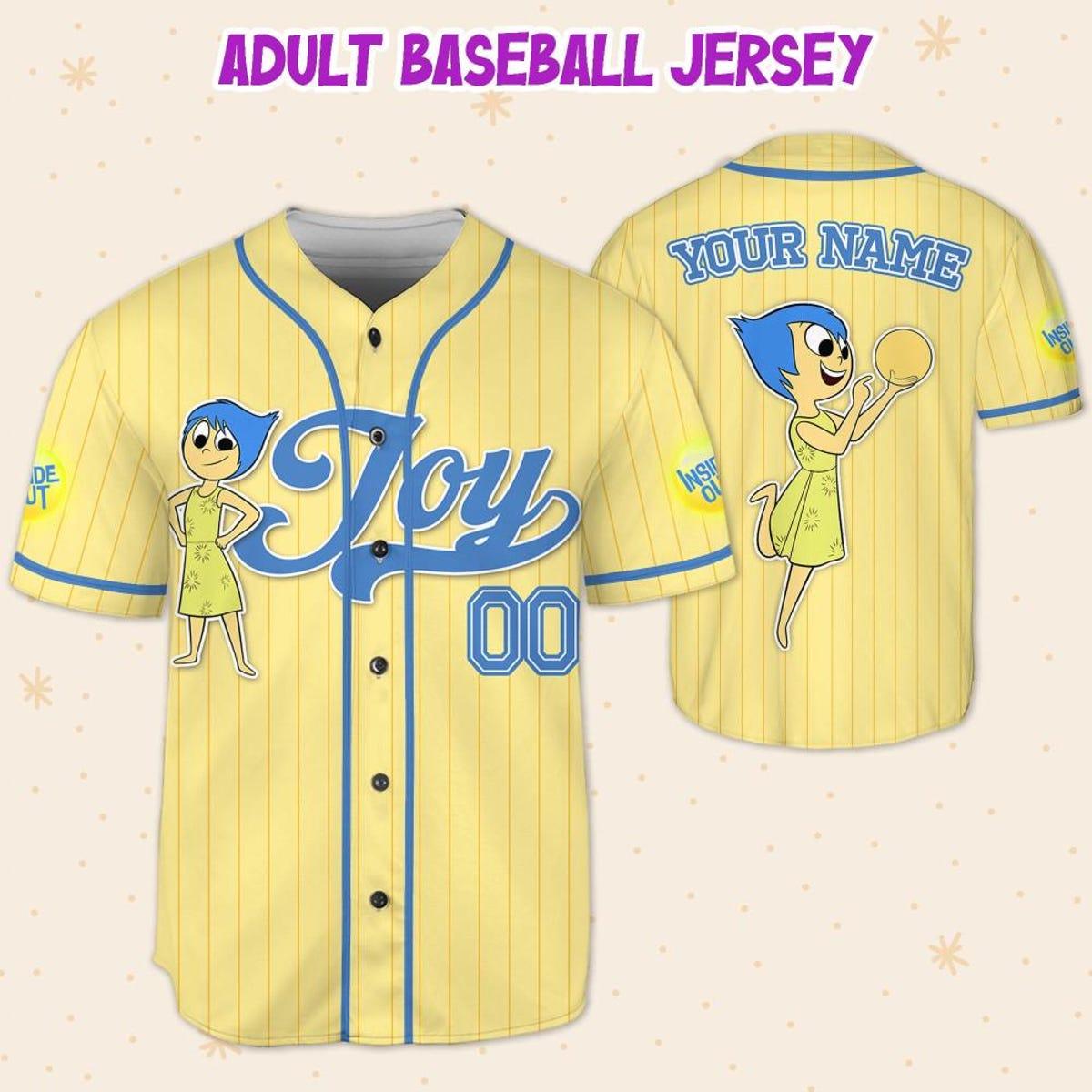 Mckenzieshoponline Disney Inside Out Joy Simple Yellow Personalized Baseball Jersey For Fans - Image 6