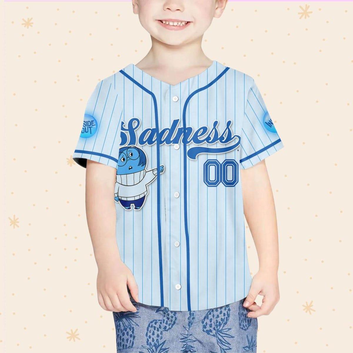 Mckenzieshoponline Disney Inside Out Sadness Simple Blue Personalized Baseball Jersey For Fans - Image 5