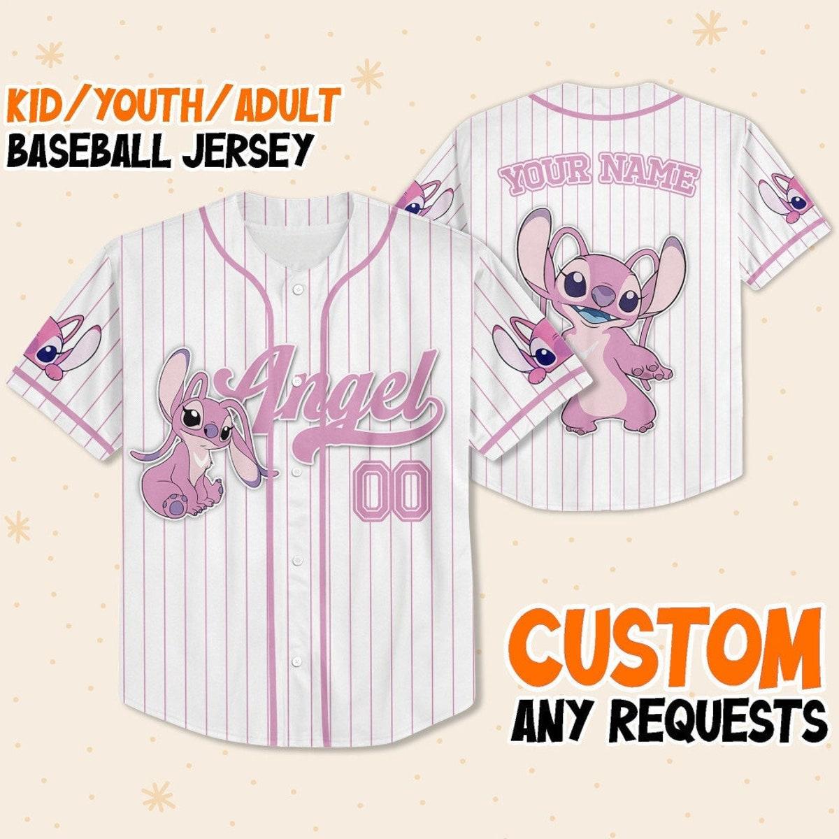 Mckenzieshoponline Disney Lilo And Stitch Angel Personalized Baseball Jersey For Fans