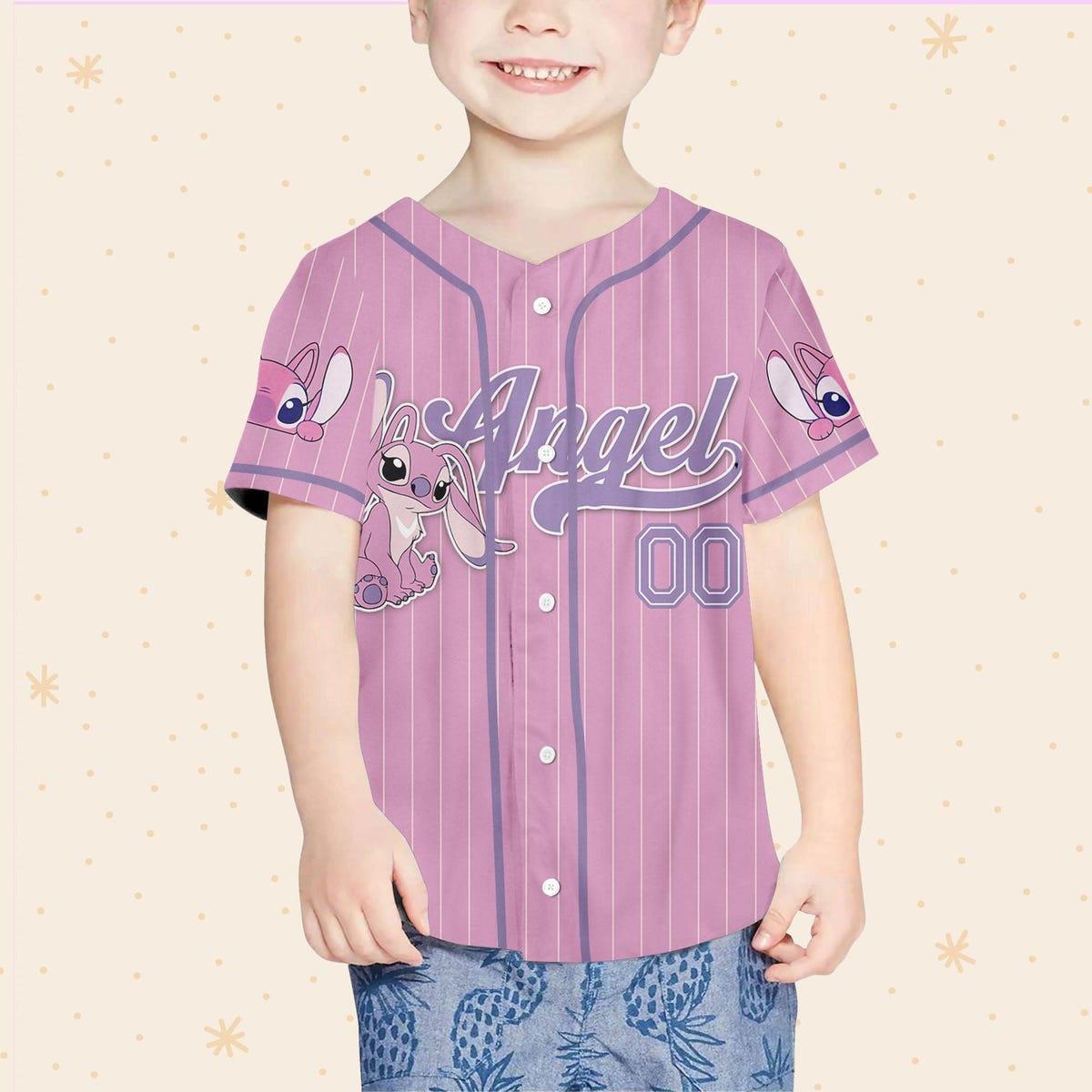 Mckenzieshoponline Disney Lilo And Stitch Angel Pink Simple Personalized Baseball Jersey For Fans - Image 5