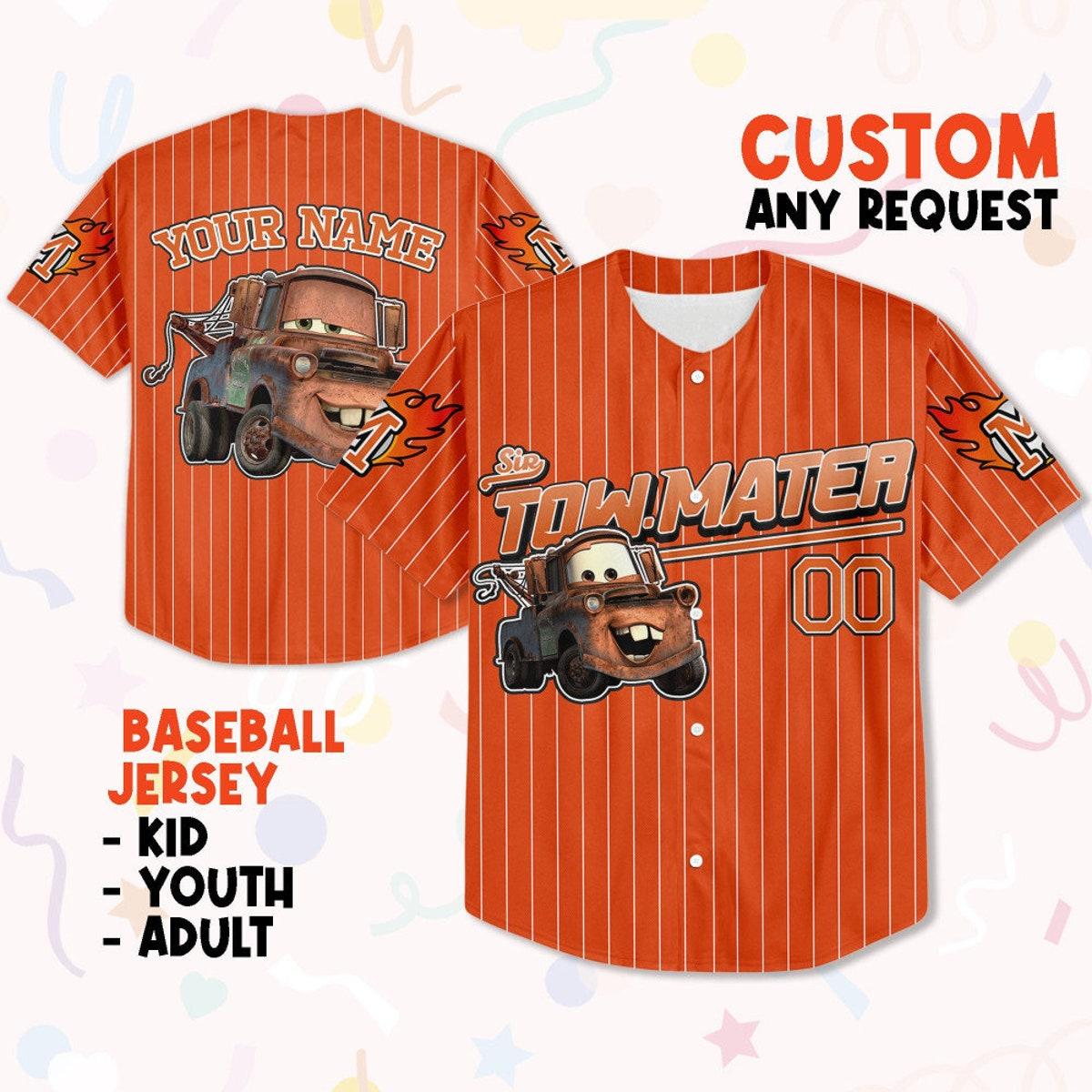 Mckenzieshoponline Disney Mater Orange Lightning Mcqueen Personalized Baseball Jersey For Fans - Image 2