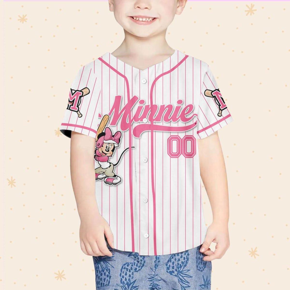 Mckenzieshoponline Disney Mickey And Friends Minnie Pink Personalized Baseball Jersey For Fans - Image 5