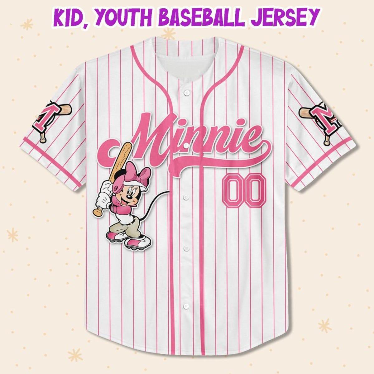 Mckenzieshoponline Disney Mickey And Friends Minnie Pink Personalized Baseball Jersey For Fans - Image 3