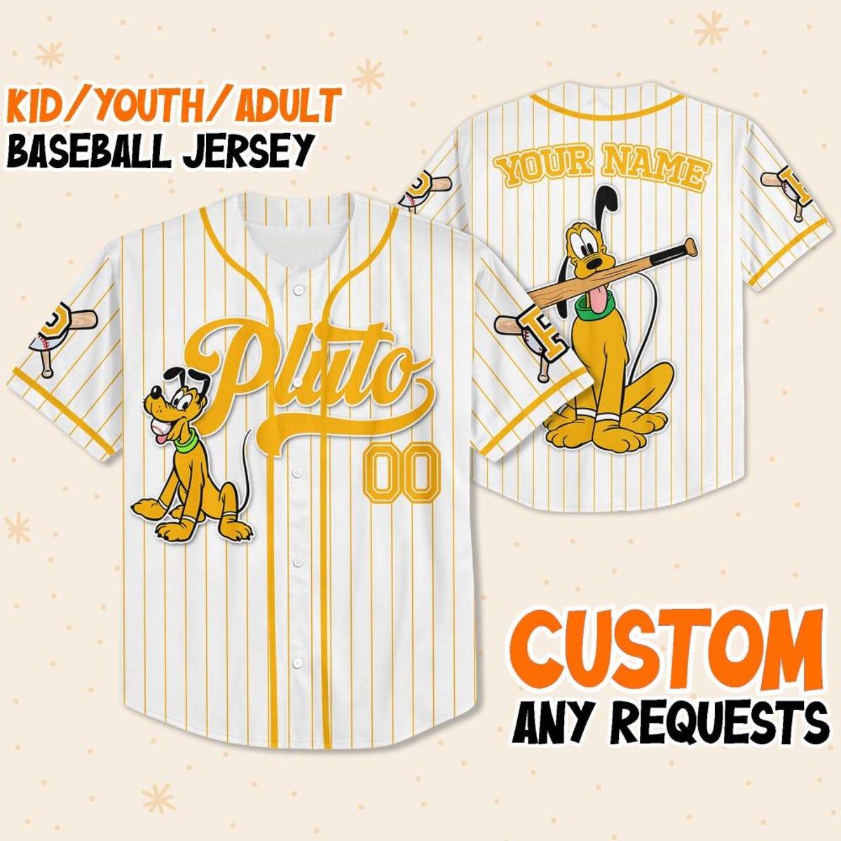 Mckenzieshoponline Disney Mickey And Friends Pluto Yellow Personalized Baseball Jersey For Fans - Image 2