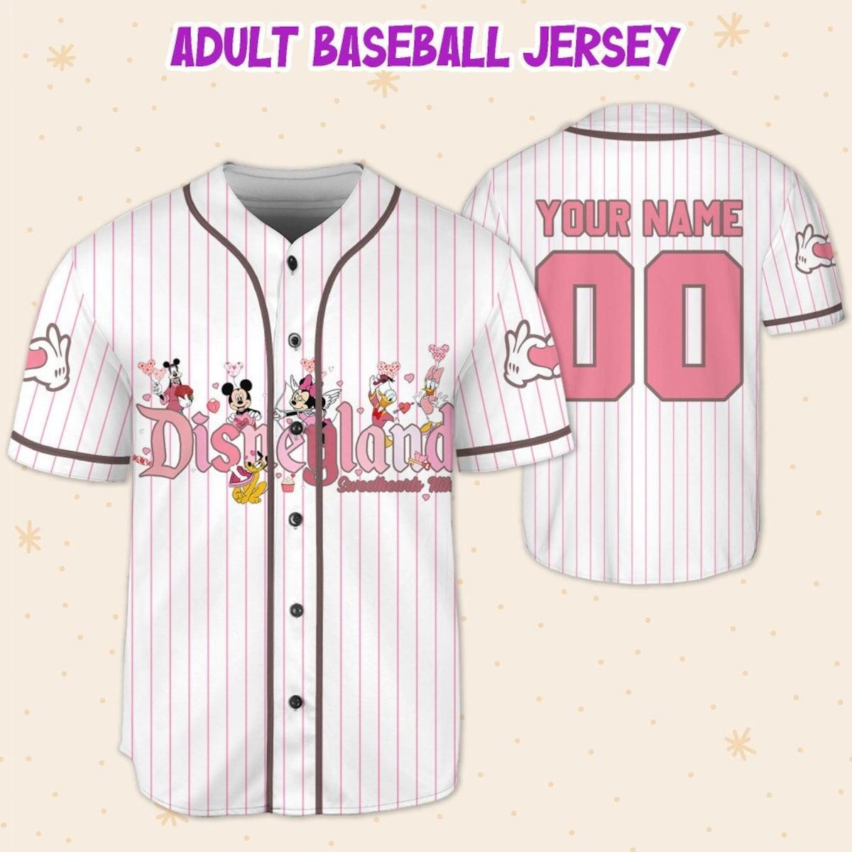 Mckenzieshoponline Disney Mickey Friends Happy Valentine's Day Personalized Baseball Jersey For Fans - Image 6