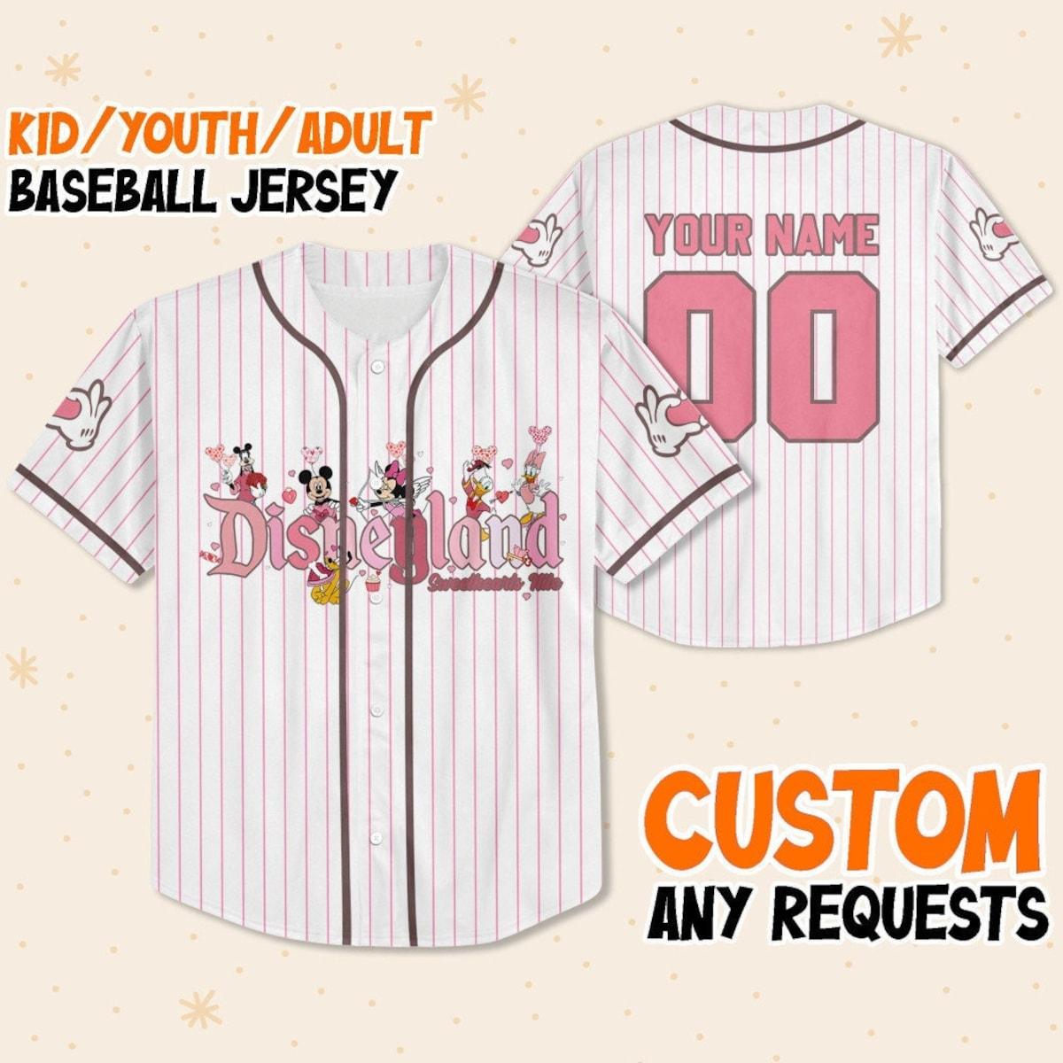 Mckenzieshoponline Disney Mickey Friends Happy Valentine's Day Personalized Baseball Jersey For Fans