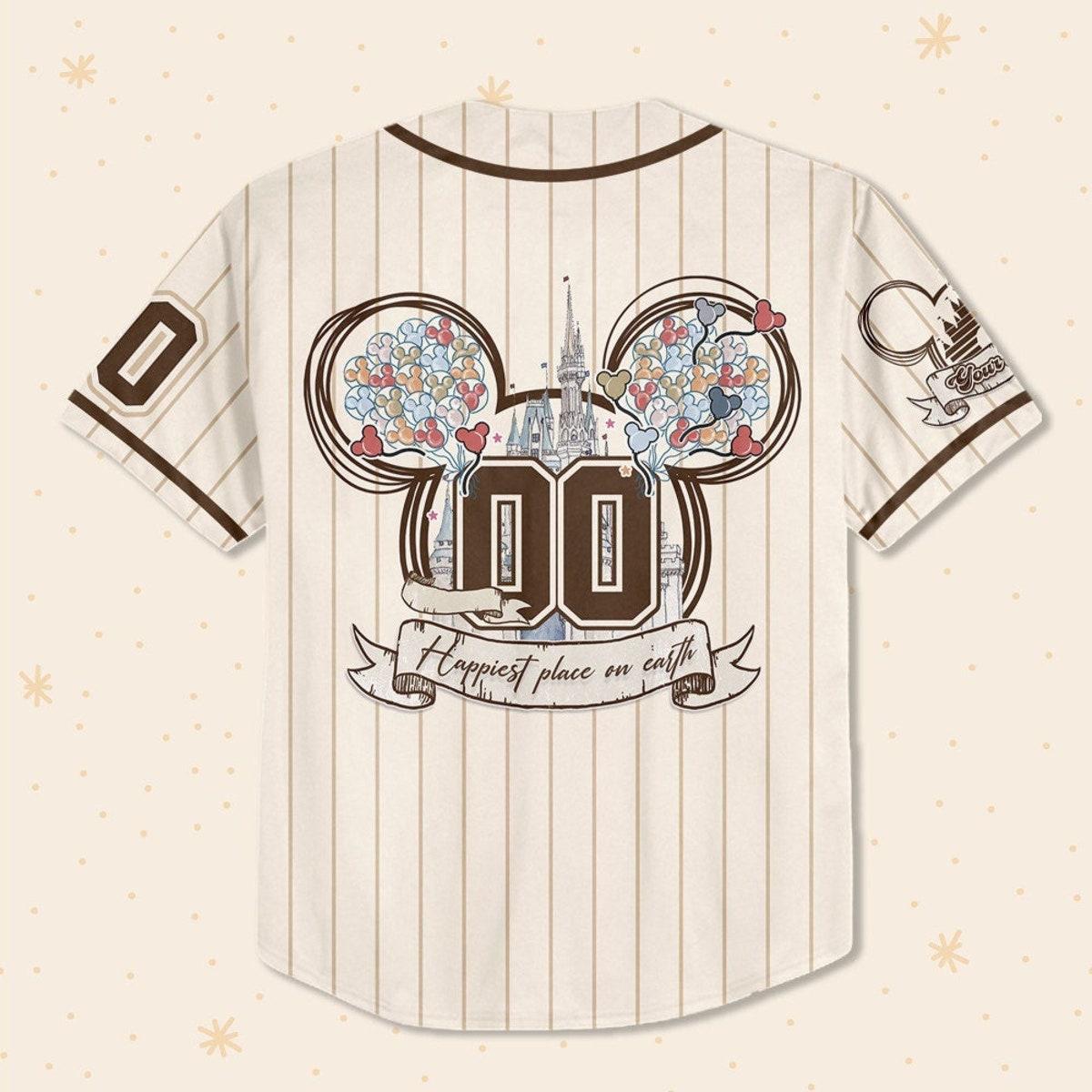 Mckenzieshoponline Disney Mickey Mouse Happiest Place On Earth Personalized Baseball Jersey For Fans - Image 4