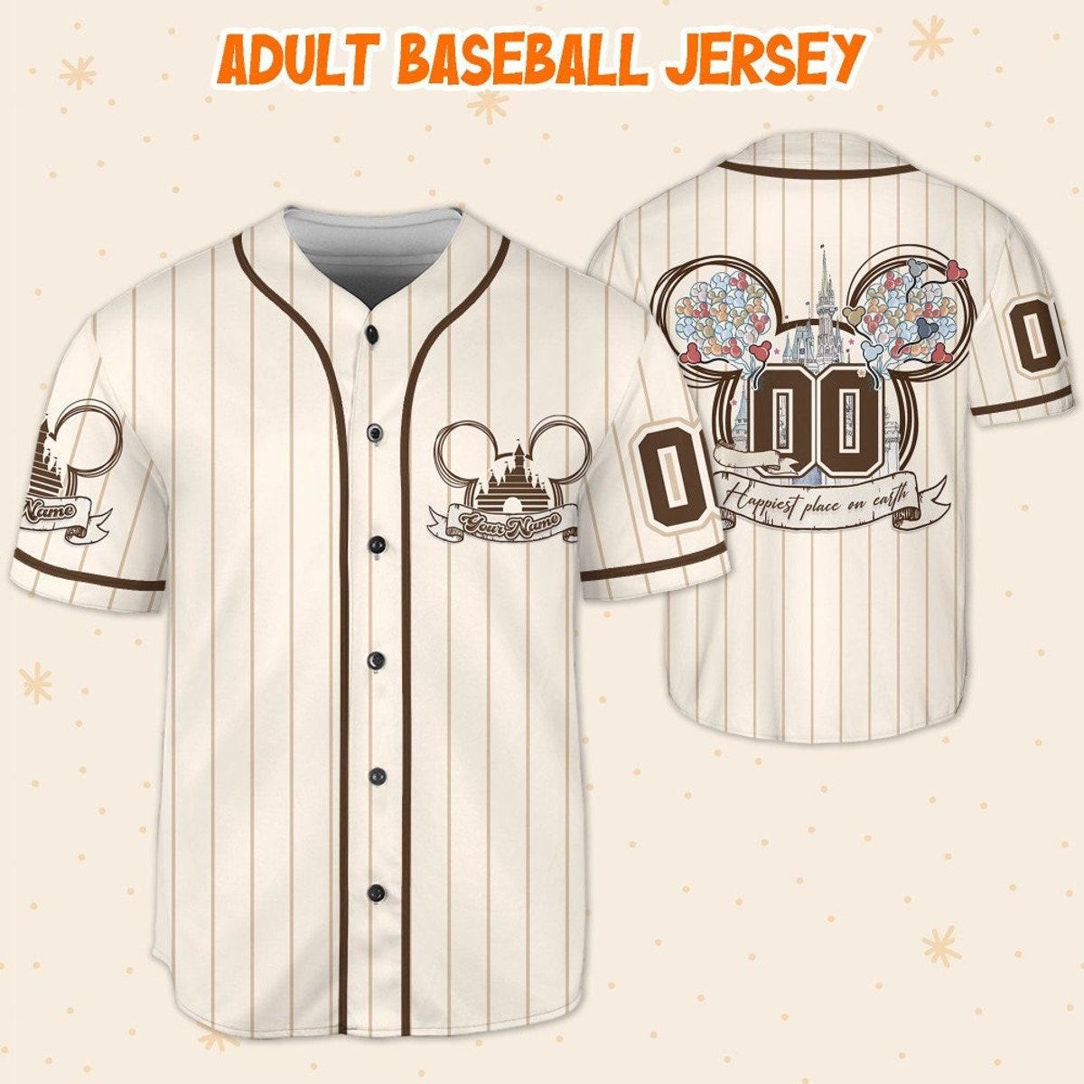 Mckenzieshoponline Disney Mickey Mouse Happiest Place On Earth Personalized Baseball Jersey For Fans - Image 6