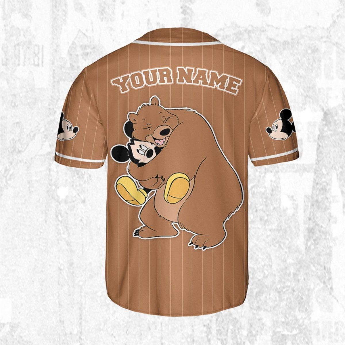 Mckenzieshoponline Disney Mickey Mouse Play With Bear Brown Dark Personalized Baseball Jersey For Fans - Image 5