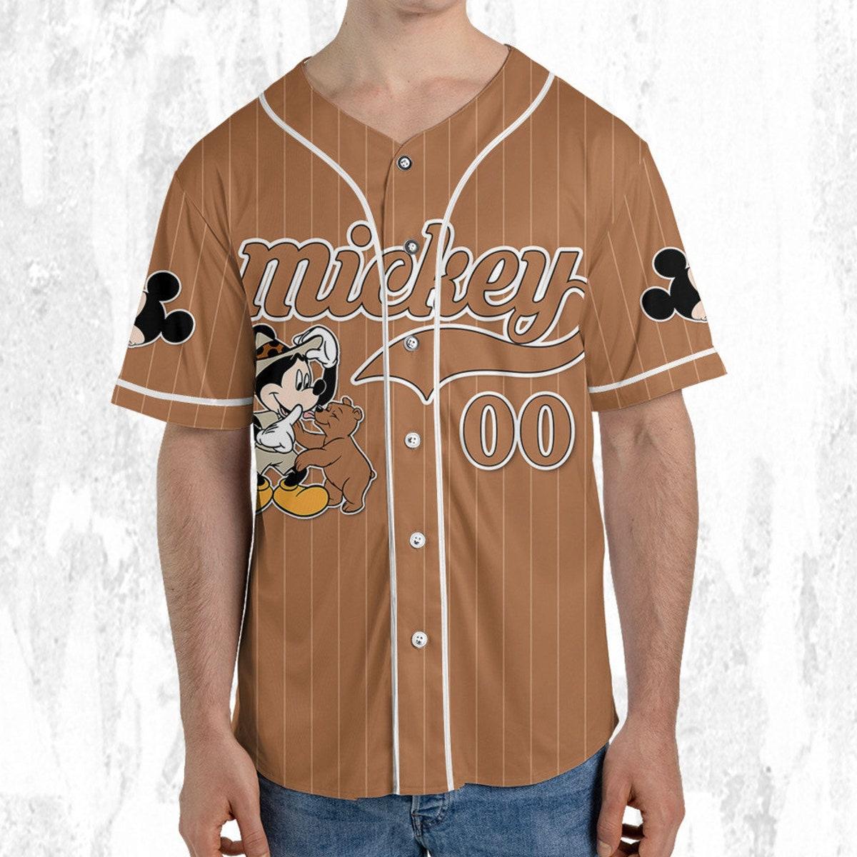 Mckenzieshoponline Disney Mickey Mouse Play With Bear Brown Dark Personalized Baseball Jersey For Fans - Image 6