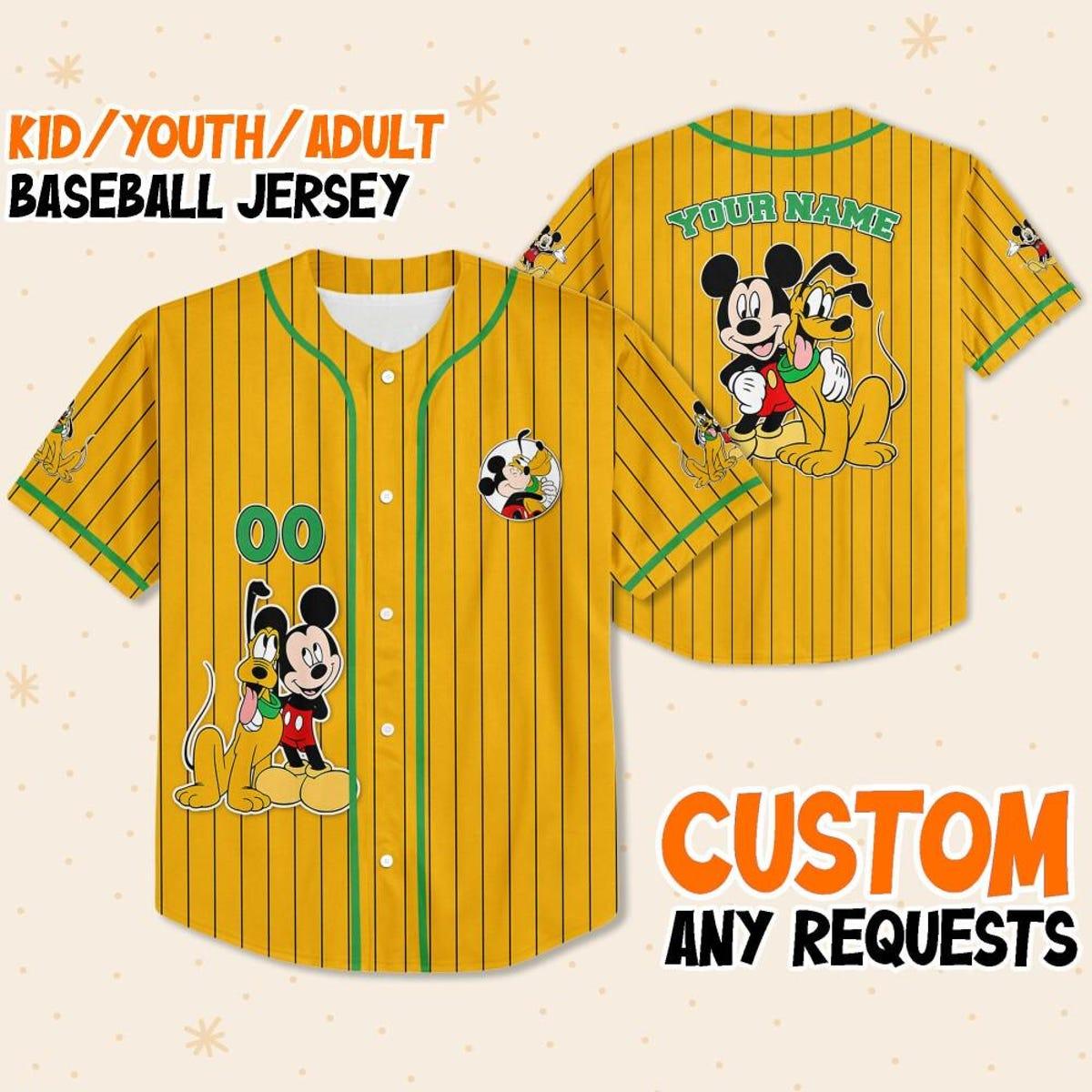 Mckenzieshoponline Disney Mickey Mouse Play With Pluto Personalized Baseball Jersey For Fans - Image 2