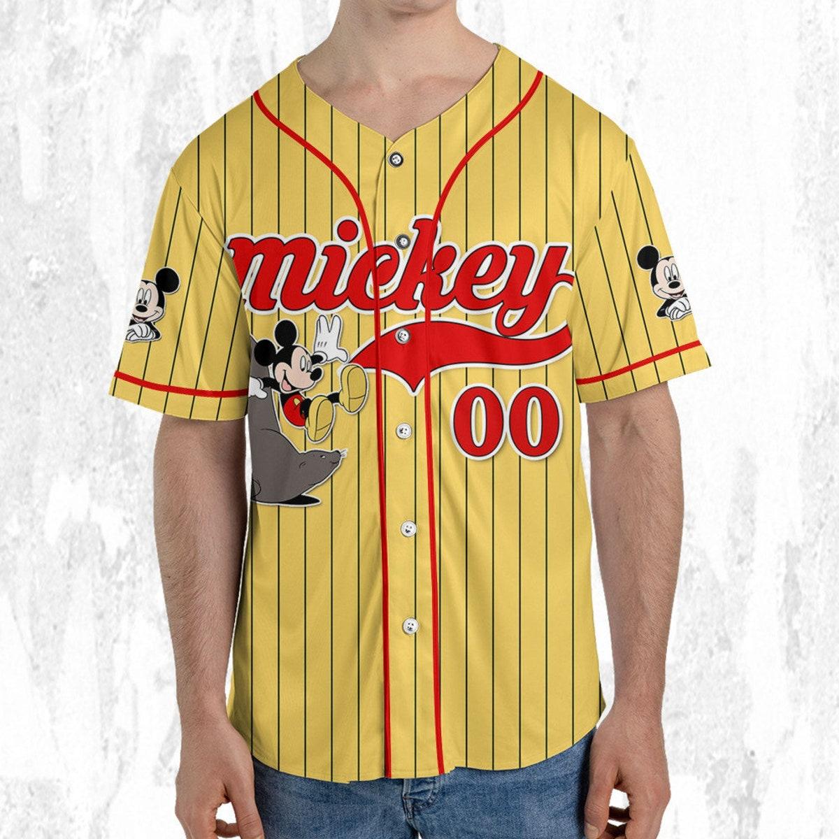 Mckenzieshoponline Disney Mickey Mouse Play With Seal Yellow Red Personalized Baseball Jersey For Fans - Image 6