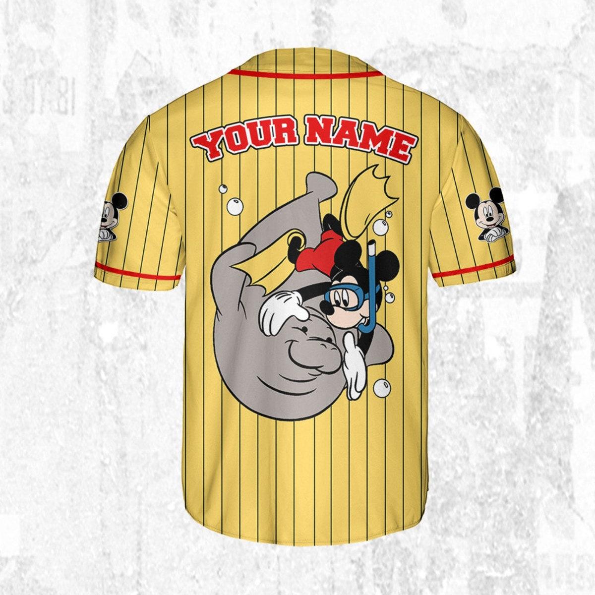 Mckenzieshoponline Disney Mickey Mouse Play With Seal Yellow Red Personalized Baseball Jersey For Fans - Image 5