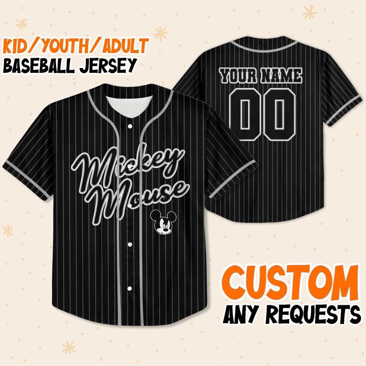 Mckenzieshoponline Disney Mickey Mouse Sample Striped Personalized Baseball Jersey For Fans