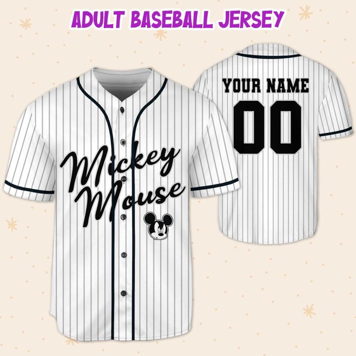 Mckenzieshoponline Disney Mickey Mouse Sample Striped White Personalized Baseball Jersey For Fans - Image 6