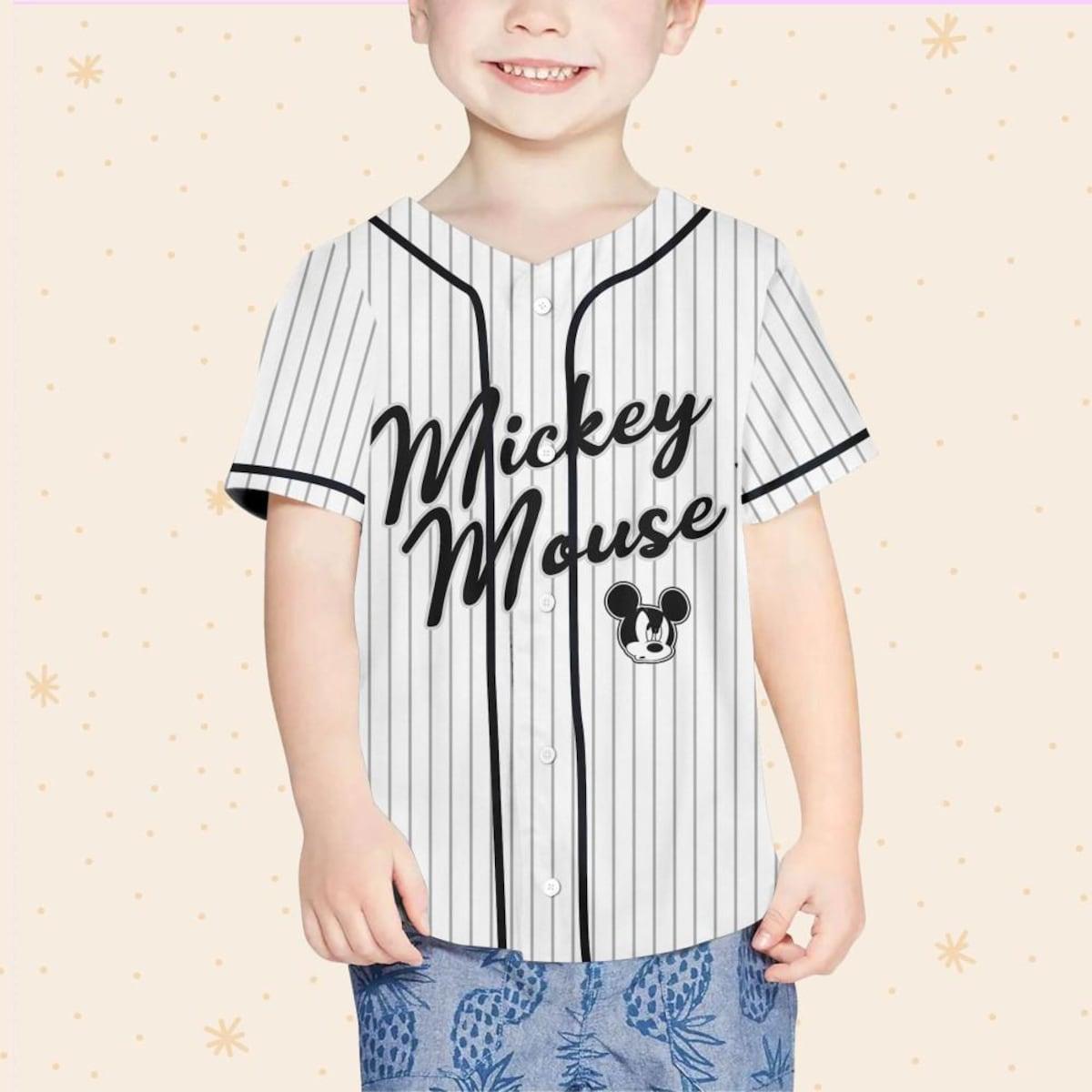 Mckenzieshoponline Disney Mickey Mouse Sample Striped White Personalized Baseball Jersey For Fans - Image 5