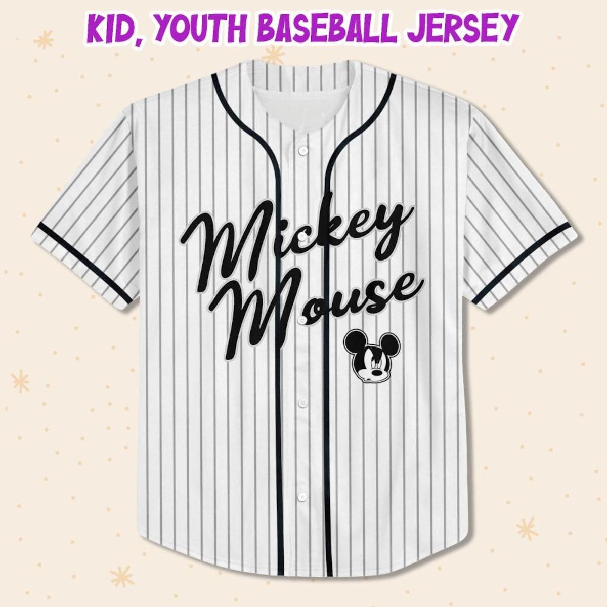 Mckenzieshoponline Disney Mickey Mouse Sample Striped White Personalized Baseball Jersey For Fans - Image 3