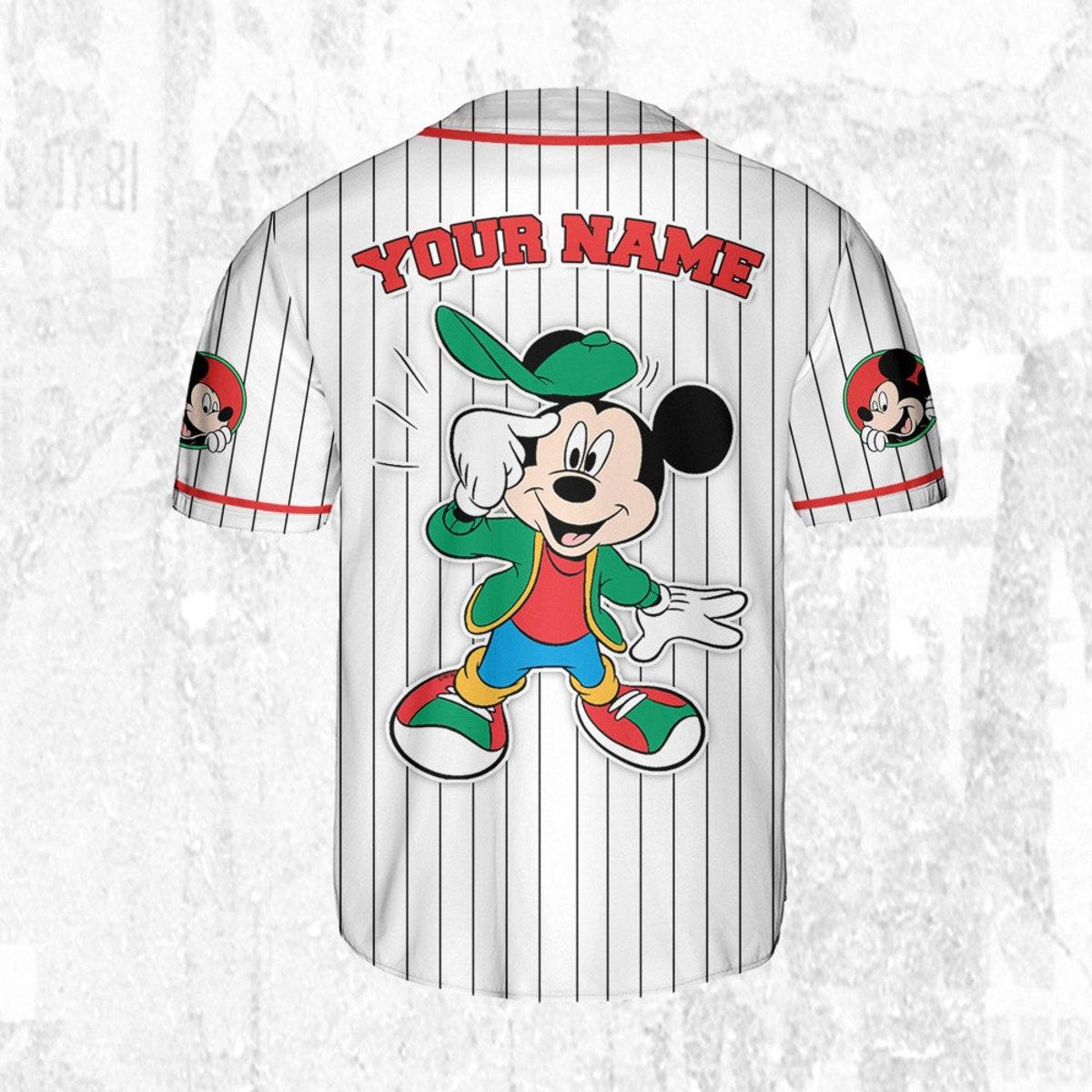 Mckenzieshoponline Disney Mickey Mouse Young White Red Personalized Baseball Jersey For Fans - Image 5