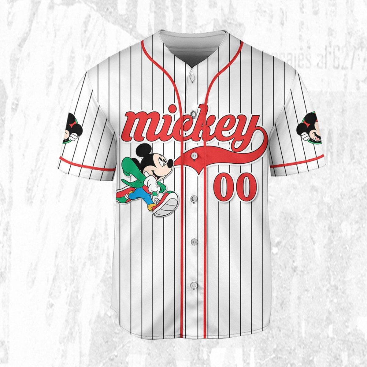 Mckenzieshoponline Disney Mickey Mouse Young White Red Personalized Baseball Jersey For Fans - Image 4