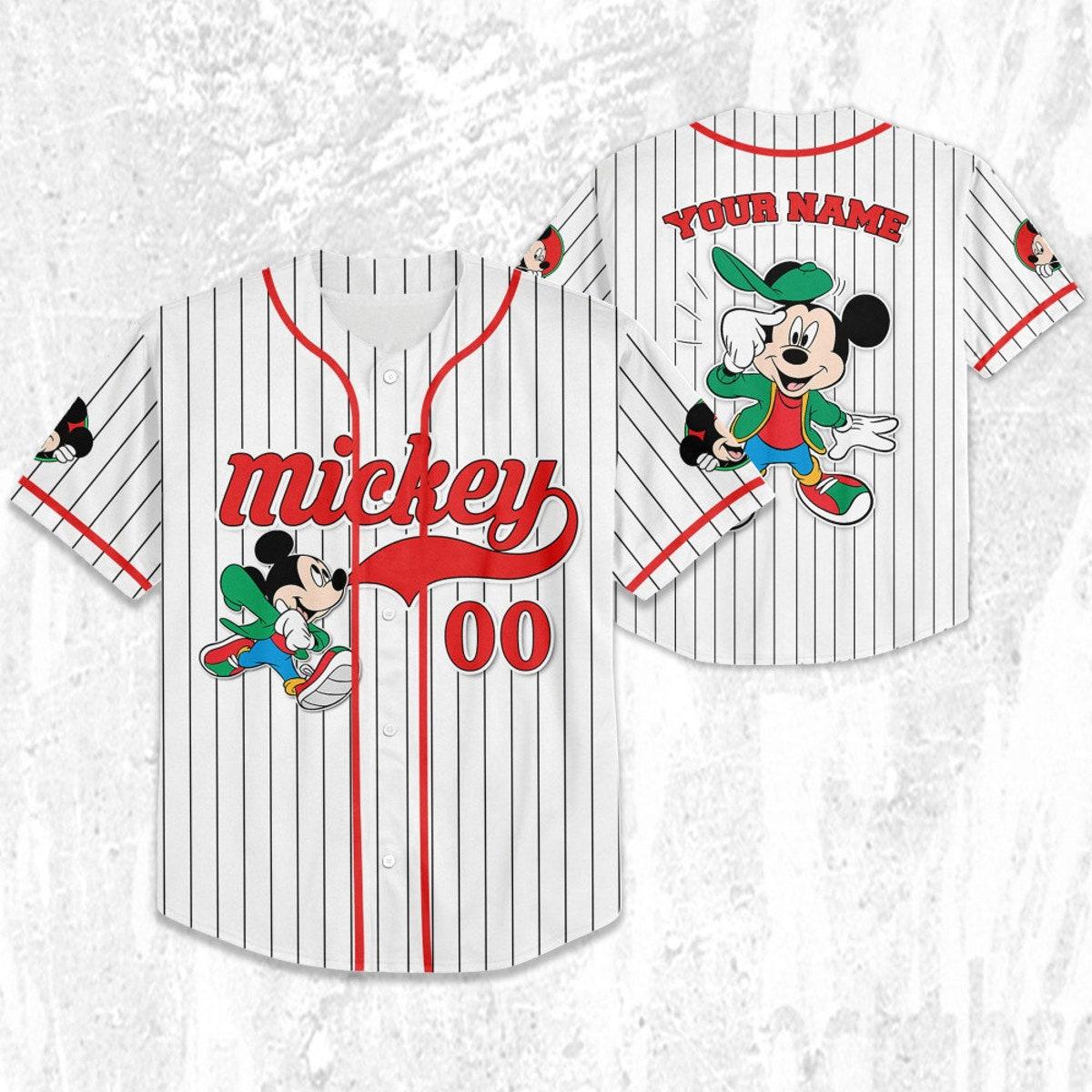Mckenzieshoponline Disney Mickey Mouse Young White Red Personalized Baseball Jersey For Fans - Image 3