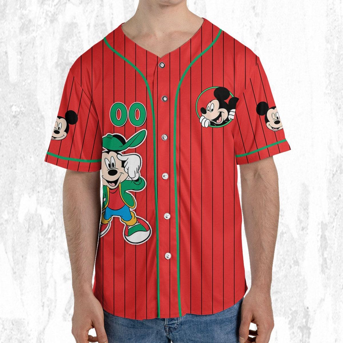 Mckenzieshoponline Disney Mickey Young Mouse Smile Red Green Personalized Baseball Jersey For Fans - Image 6