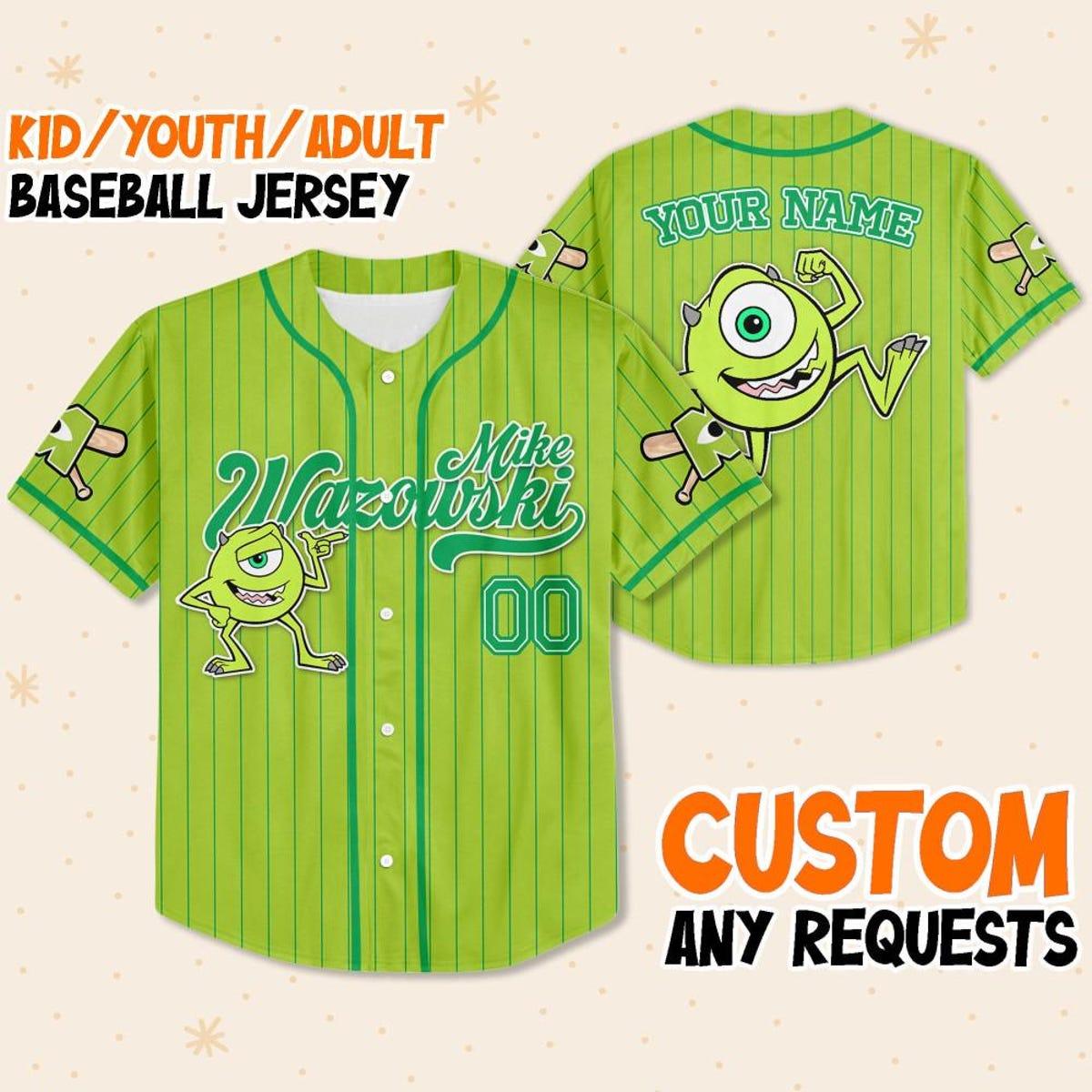 Mckenzieshoponline Disney Monster Inc James Mike Green Simple Personalized Baseball Jersey For Fans - Image 2